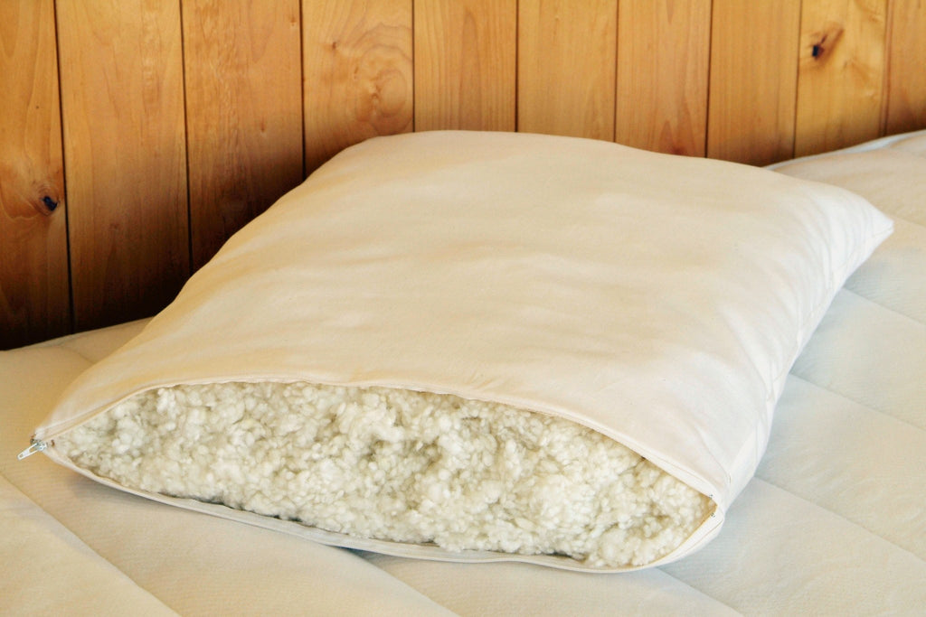 100% Natural Woolly "Down" Pillow with Organic Cotton Cover - PureLivingSpace.com